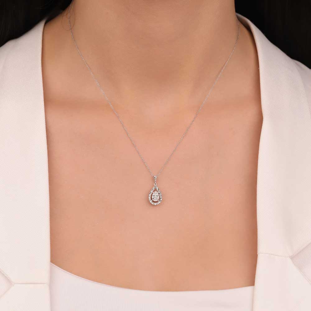 0,05 Karat Lab Pırlanta Kalem İşlemeli Damla Baget Kolye - FP02271