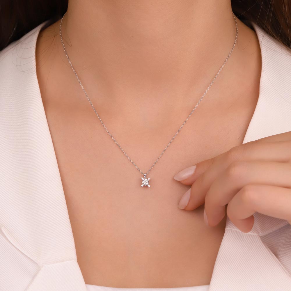 0,05 Karat Lab Pırlantalı Tektaş Kolye - FP04076