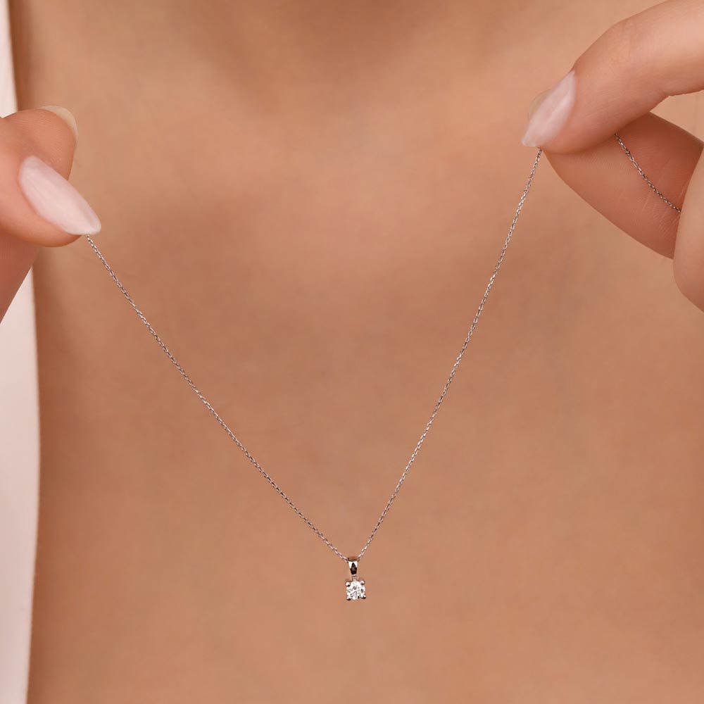 0,10 Karat Lab Pırlantalı Tektaş Kolye - FP03338