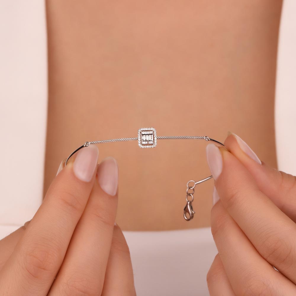 Baget Bileklikler 0,15 Karat Lab Pırlantalı baget Taşlı Bileklik - FP04327