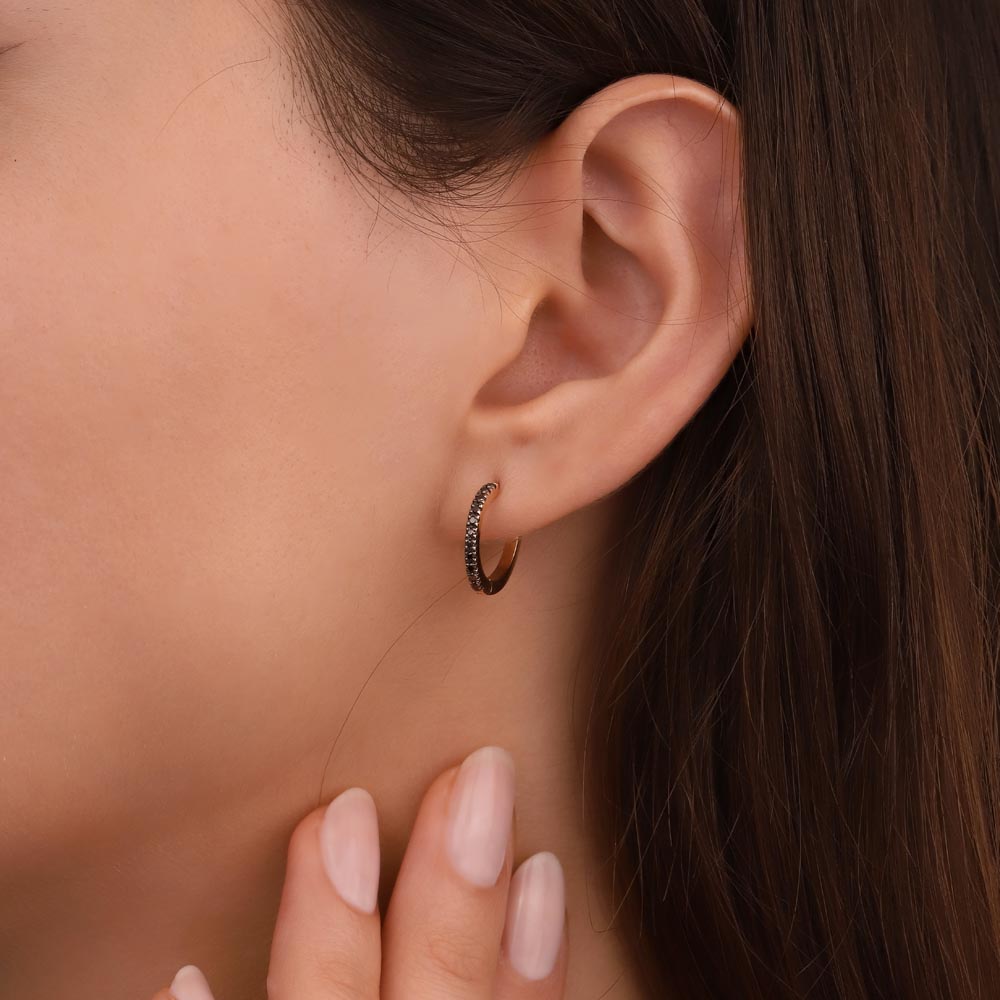 0,18 ct. Siyah Lab Pırlanta Halka Küpe - FP03166