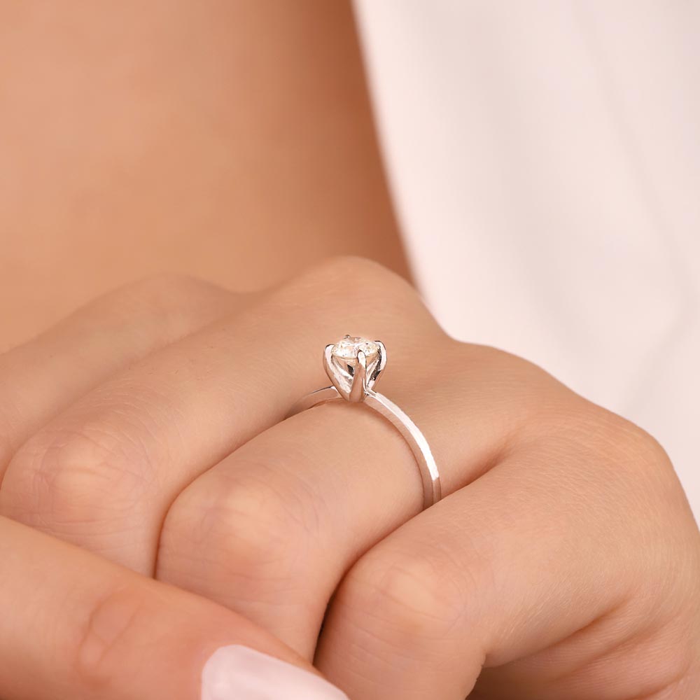 Tektaş Yüzükler 0,20 Karat Lab Pırlanta Tektaş Tiffany Yüzük - FP03186