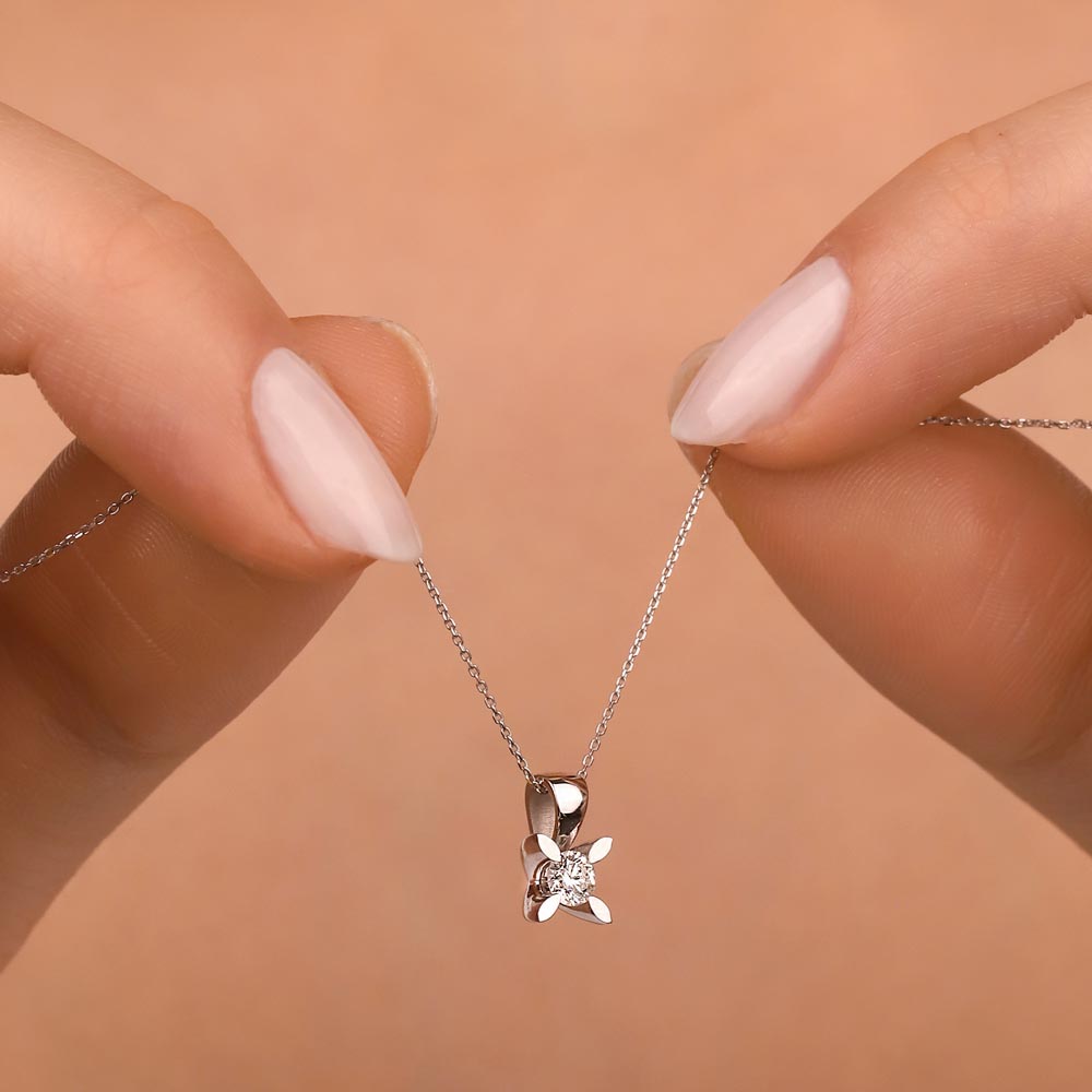 0,20 Karat Lab Pırlantalı Tektaş Kolye - FP03441