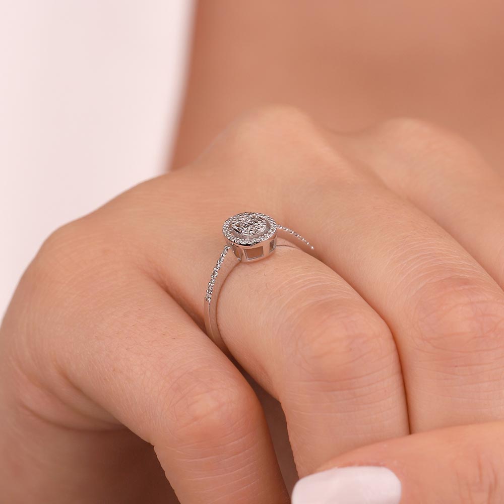 Baget Yüzükler 0.24 Karat Lab Pırlanta Oval Baget Yüzük - FP02896