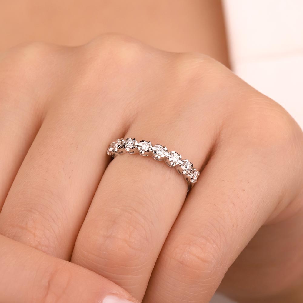 0,25 ct Lab Pırlanta Taşlı Yarımtur Yüzük - FP03560