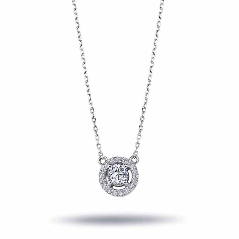 0,3 Karat Lab Pırlanta Halo Tektaş Kolye - FP08732