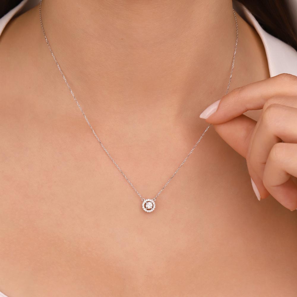 0,3 Karat Lab Pırlanta Halo Tektaş Kolye - FP08732