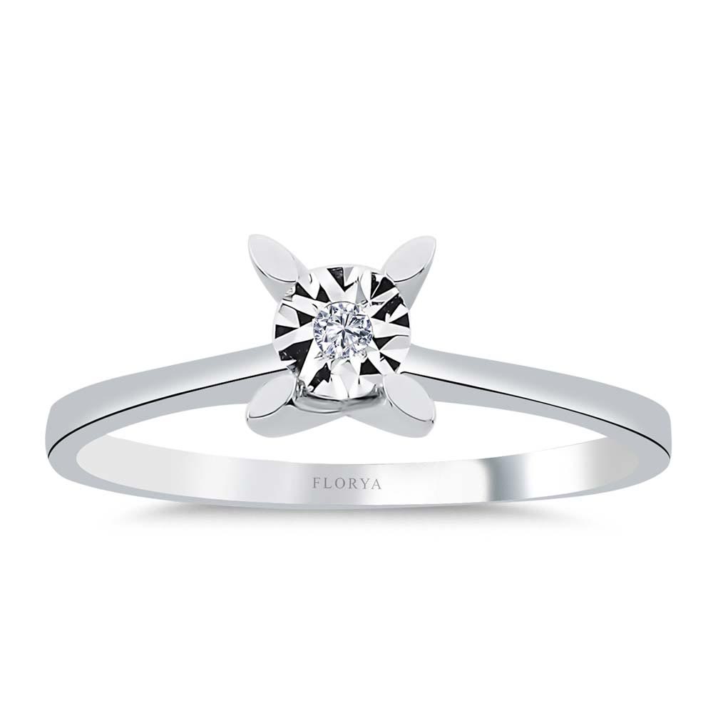 Tektaş Yüzükler 0.30 Karat Görünümlü 0.03 Karat Kalem İşlemeli Lab Pırlanta Serene Tektaş Yüzük - FP04592