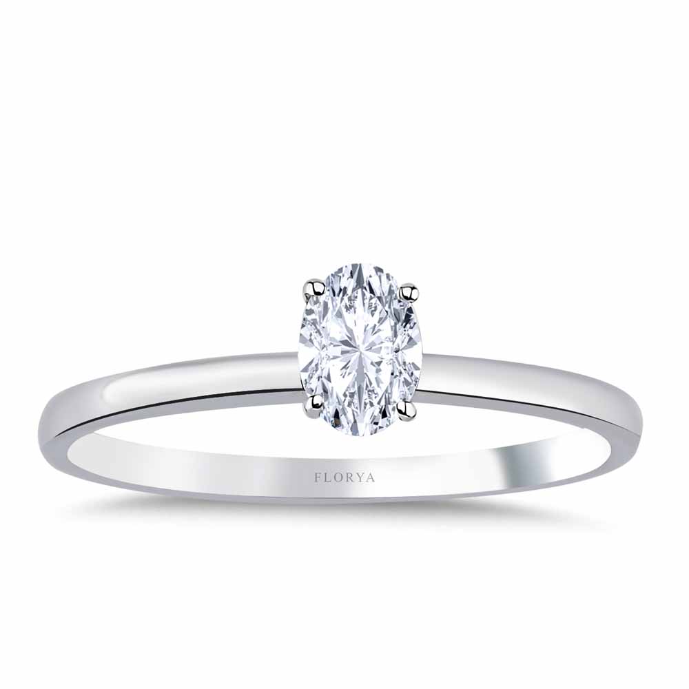Özel Tasarım Yüzükler 0.30 Karat Lab Pırlanta Oval Tiffany Tektaş Yüzük - FP04215
