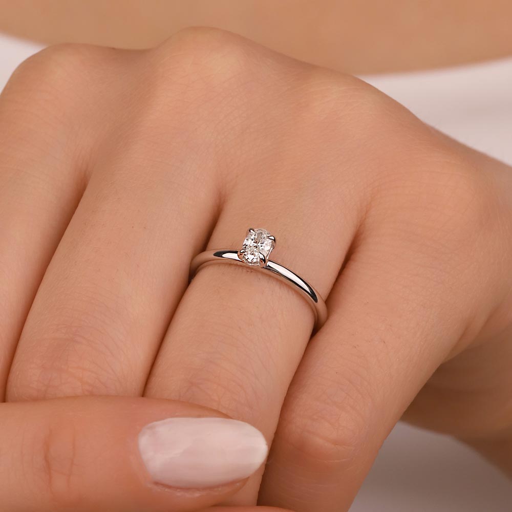 Özel Tasarım Yüzükler 0.30 Karat Lab Pırlanta Oval Tiffany Tektaş Yüzük - FP04215