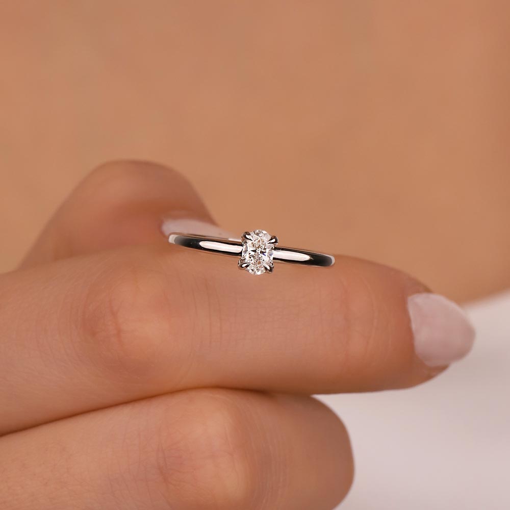 Özel Tasarım Yüzükler 0.30 Karat Lab Pırlanta Oval Tiffany Tektaş Yüzük - FP04215