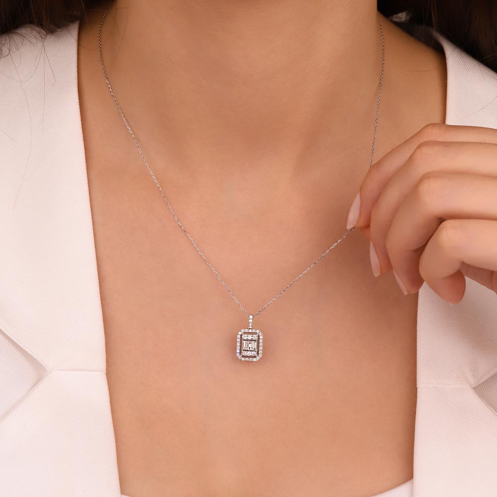 0,30 Karat Lab Pırlantalı Baget Taşlı Kolye - FP02587