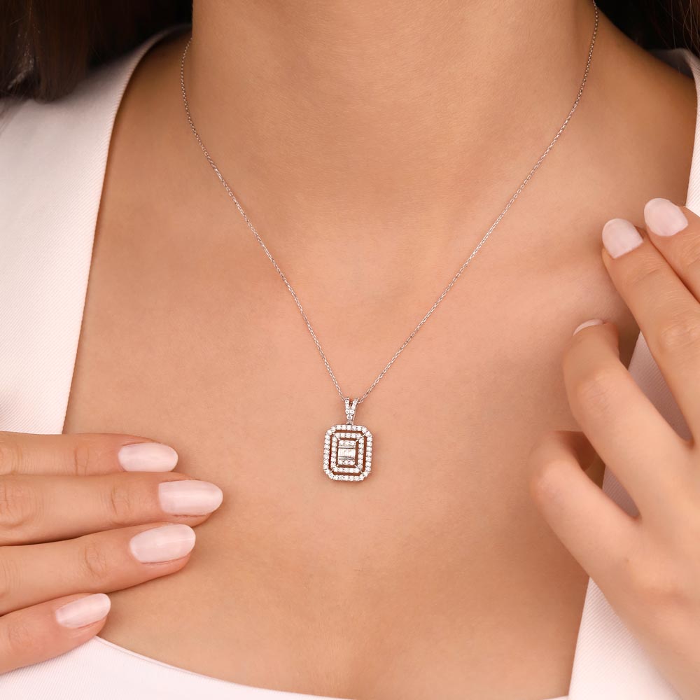 0,30 Karat Lab Pırlantalı Baget Taşlı Kolye - FP02949