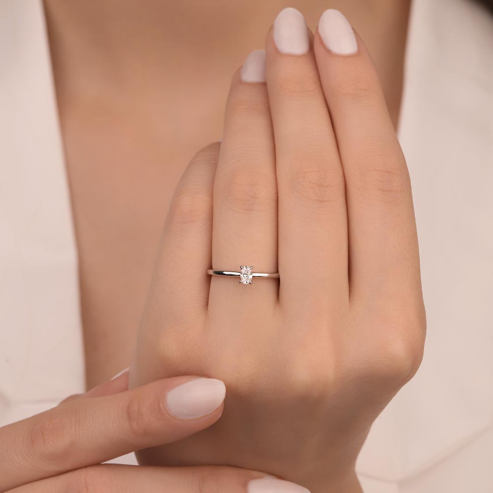 Tektaş Yüzükler 0,30 Karat Oval Kesim Lab Pırlanta Tiffany Forever Tektaş Yüzük - FP13178