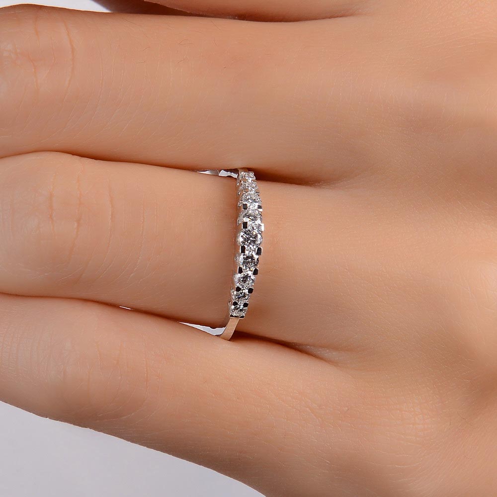 0,36 Karat Lab Pırlanta Süzme Yarımtur Yüzük - FP01282