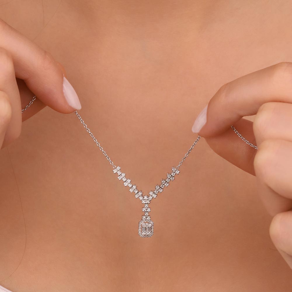 0,38 Karat Lab Pırlanta Özel Tasarım Baget Kolye - FP03754