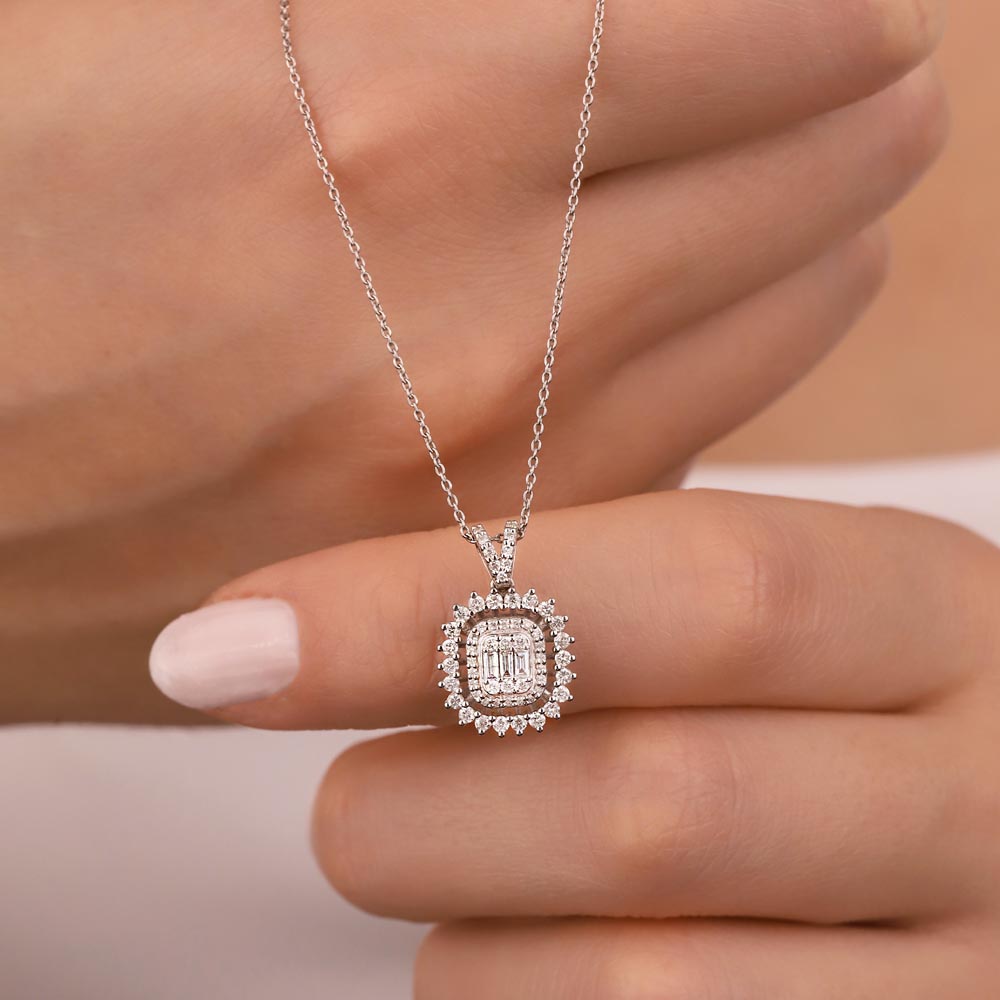0,40 Karat Lab Pırlanta Baget Kolye - FP02571