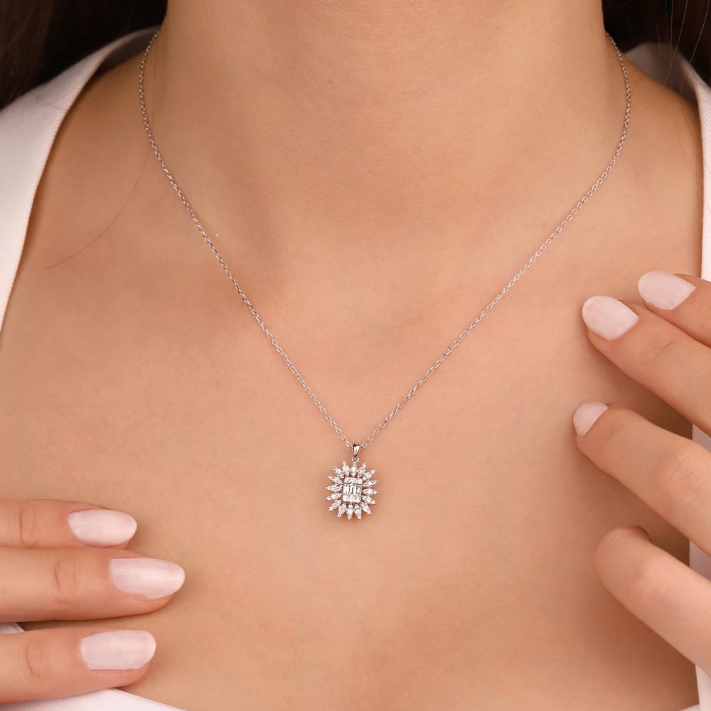 0,40 Karat Lab Pırlantalı Baget Taşlı Kolye - FP02606