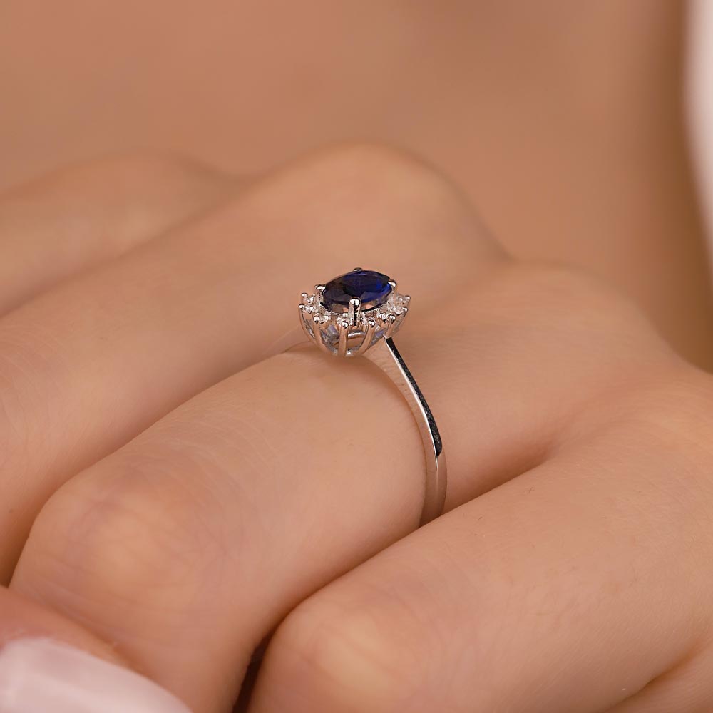 0,42 Karat Lab Pırlanta Safir  Yüzük - FP03889