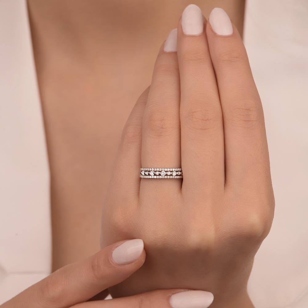 0.45 Karat Lab Pırlanta Fantezi Yarımtur Yüzük - FP12083