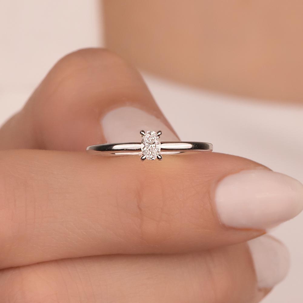 Özel Tasarım Yüzükler 0.70 Karat Oval Kesim Lab Pırlanta Tiffany Forever Tektaş Yüzük - FP09247