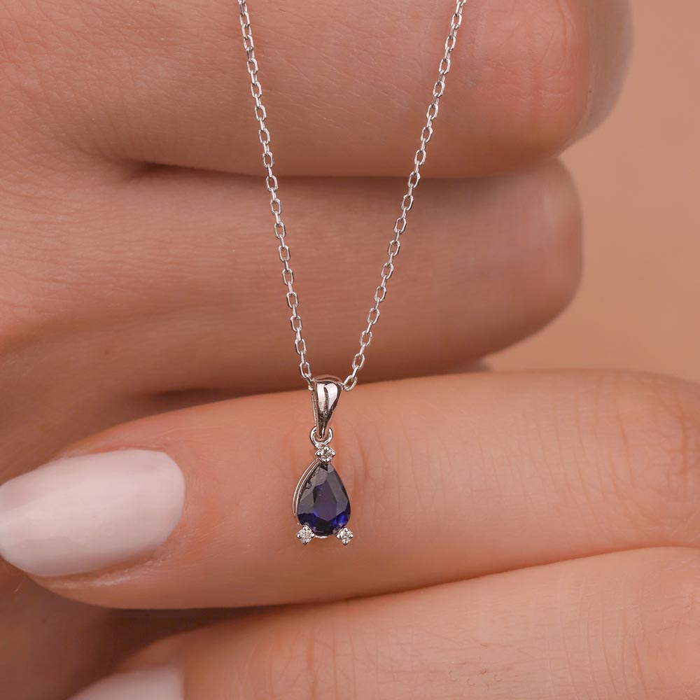0,71 Karat Lab Pırlanta Ve Safir Royale Kolye - FP12121