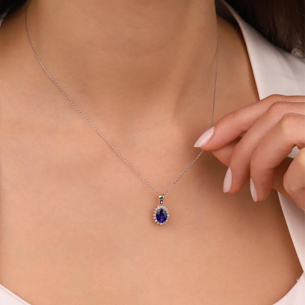 0,75 Karat Lab Pırlantalı Safir Taşlı Kolye - FP01063