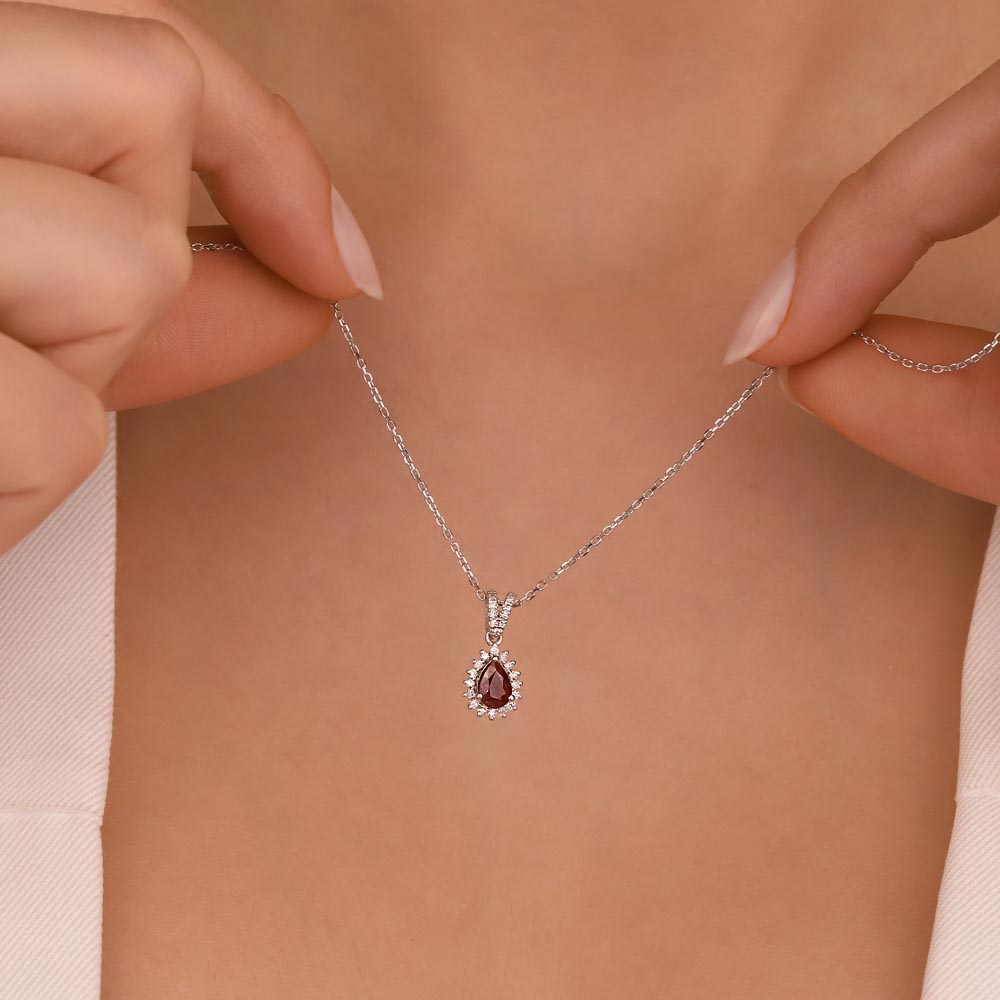 0,75 Karat Lab Pırlantalı Yakut Taşlı Kolye - FP03822