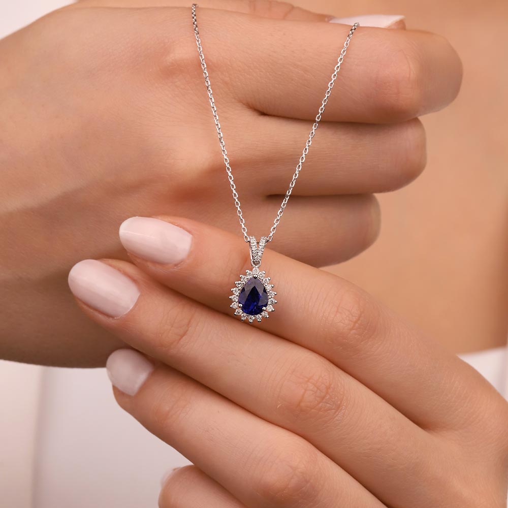 0,76 Karat Lab Pırlanta Ve Safir Kolye - FP11194