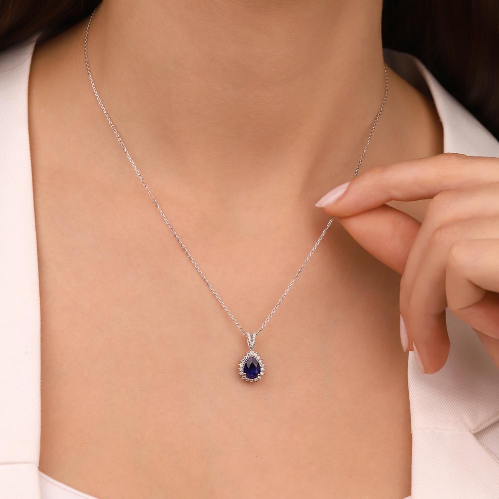 0,76 Karat Lab Pırlanta Ve Safir Kolye - FP11194