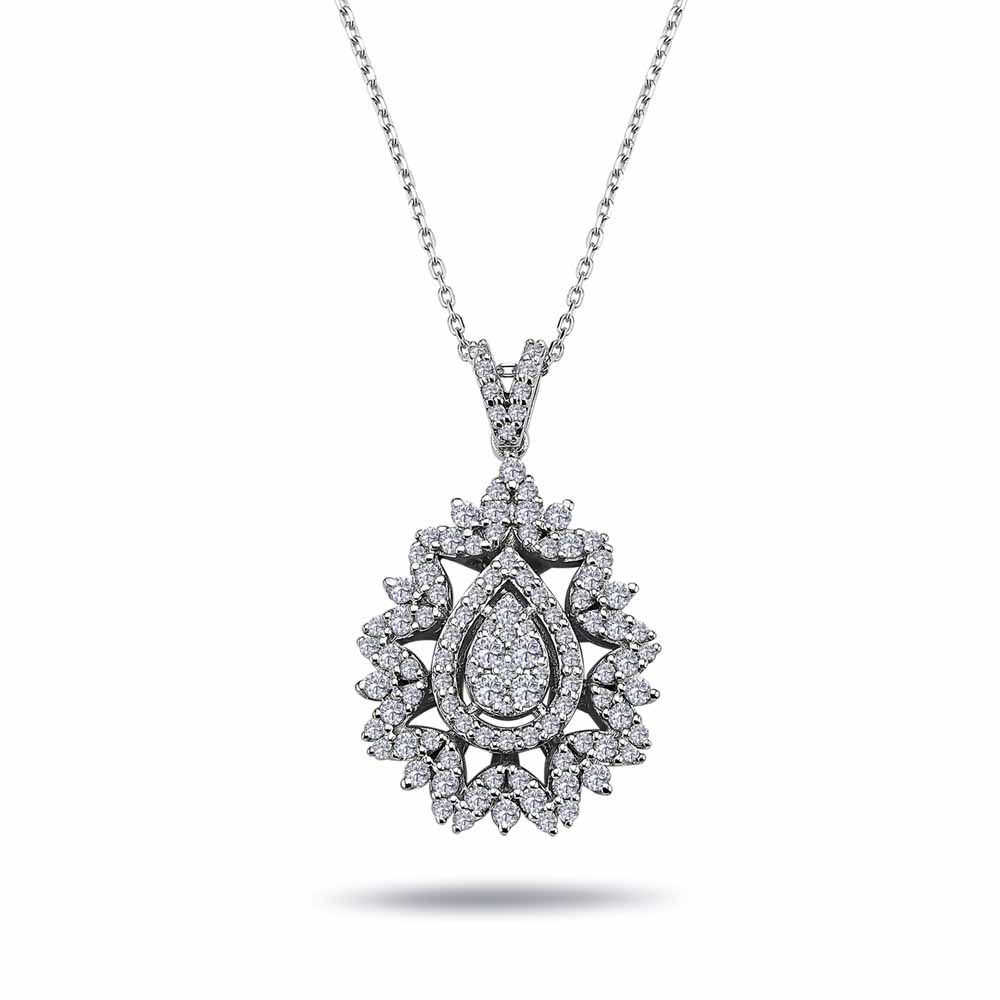 0,77 Karat Lab Pırlanta  Özel Tasarım Damla Coronet Kolye - FP05290