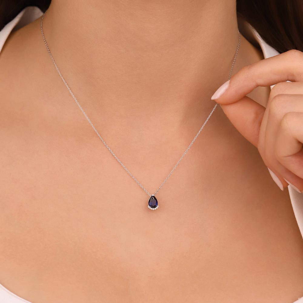 0,80 Karat Lab Pırlanta Ve Safir Kolye - FP12681