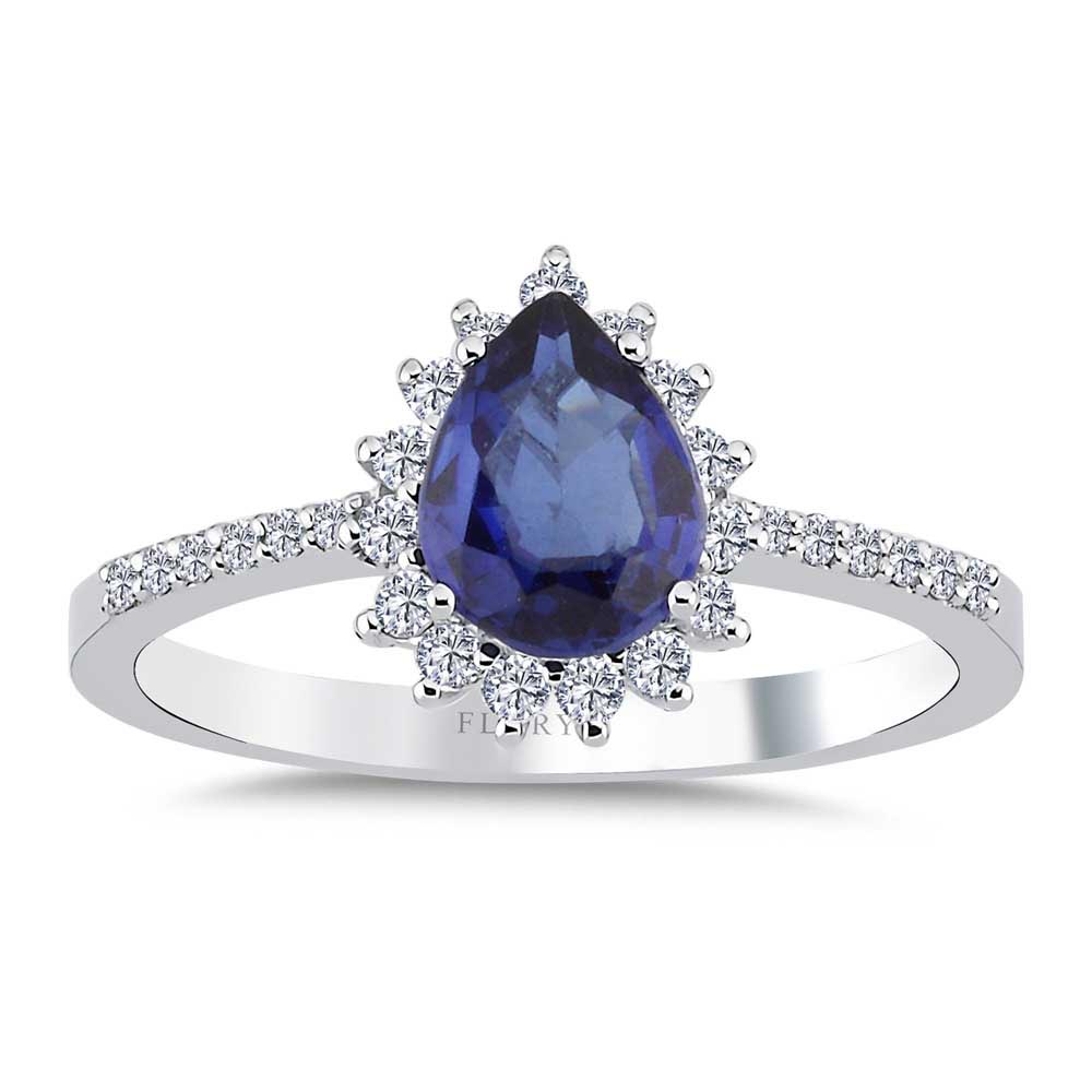 0,82 Karat Lab Pırlanta Damla Royale Safir Yüzük - FP09602