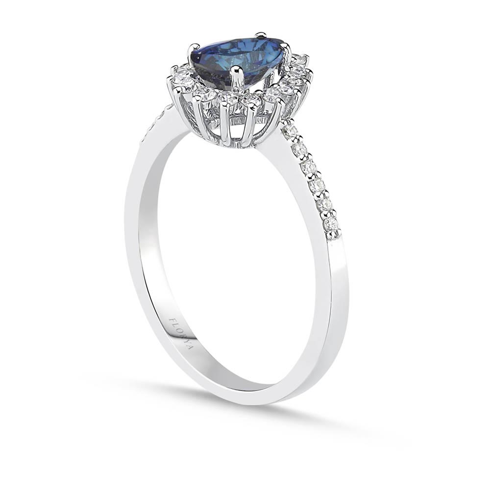 0,82 Karat Lab Pırlanta Damla Royale Safir Yüzük - FP09602