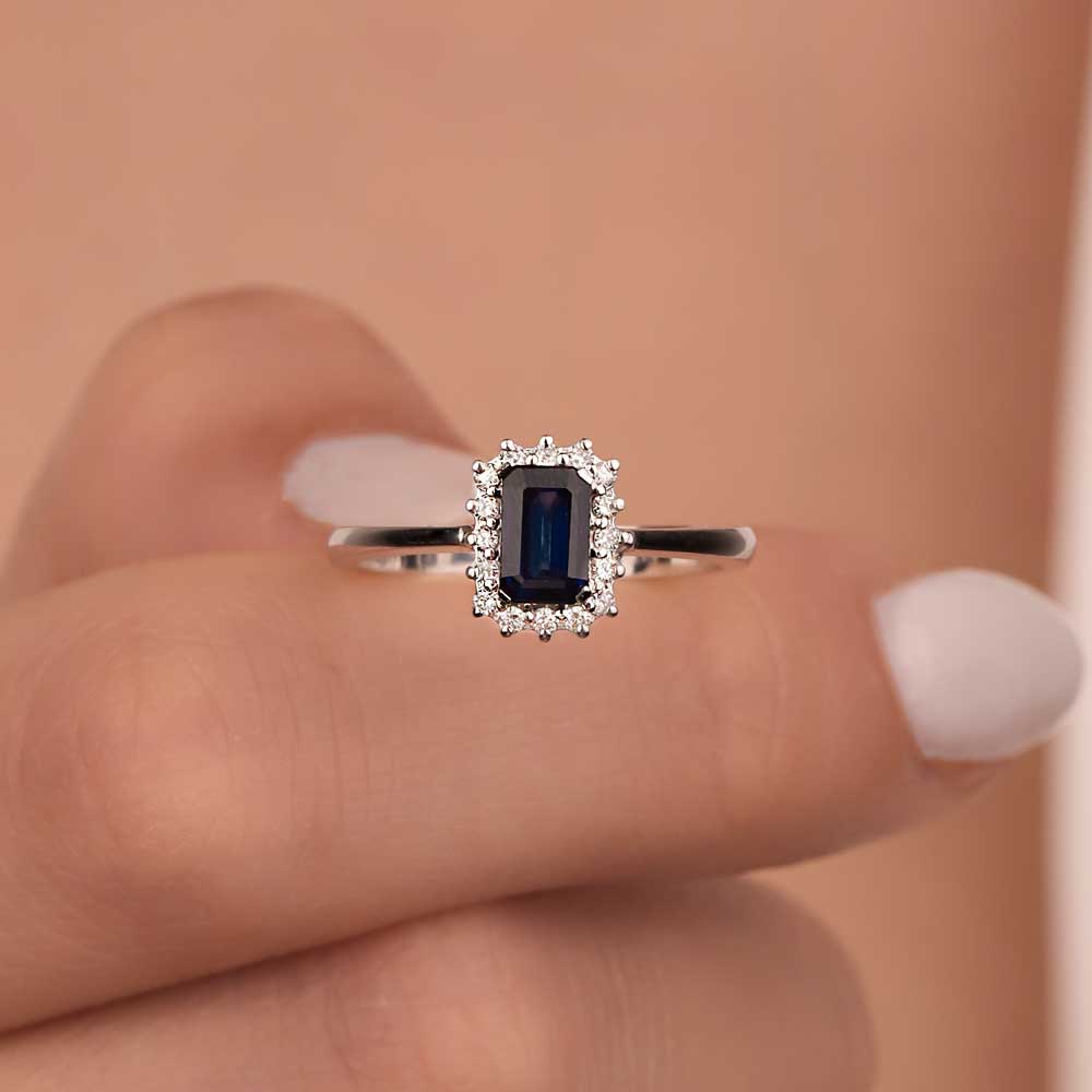 0,83 Karat Lab Pırlanta Royale Safir Yüzük - FP01098