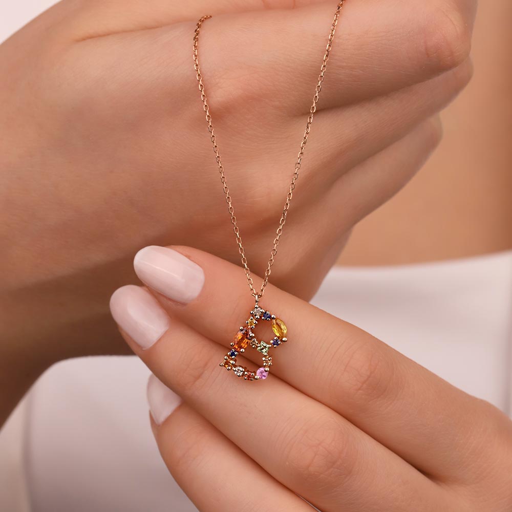 1,01 ct. Lab Pırlanta Safir Harf Kolye - FP02410
