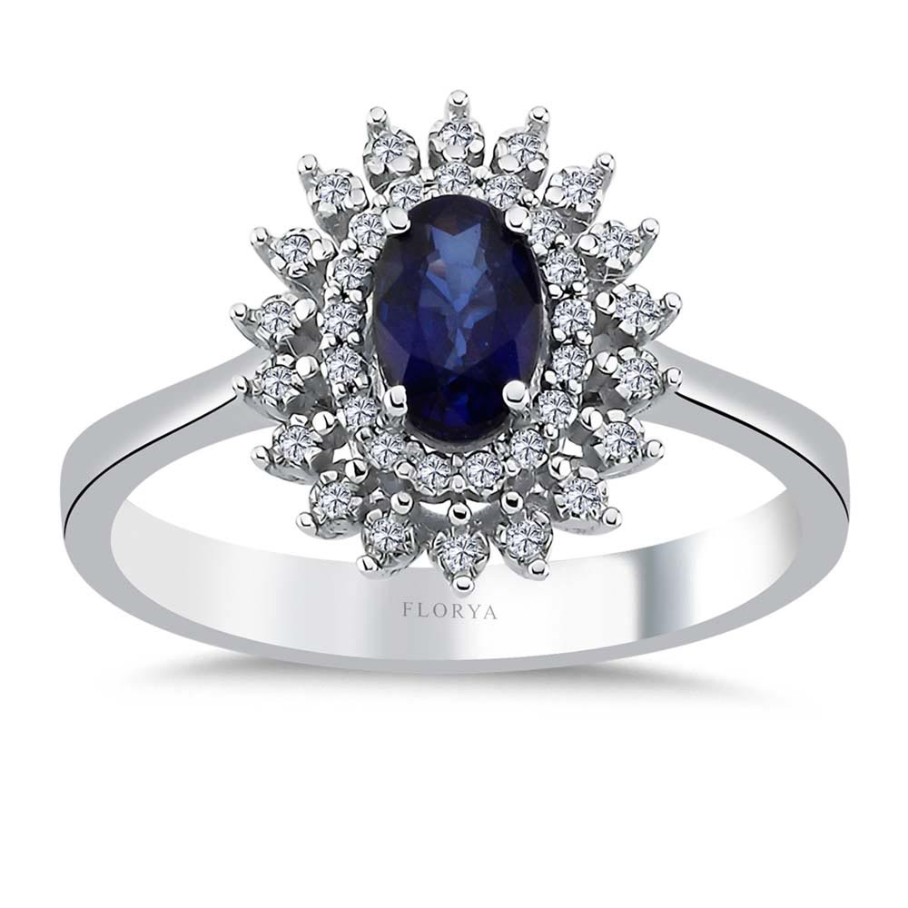 1,07 Karat Lab Pırlanta Oval Royale Safir Yüzük - FP08849