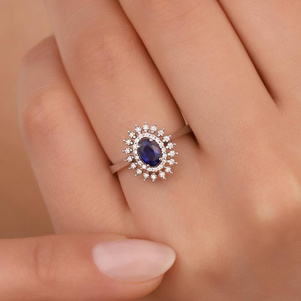 1,07 Karat Lab Pırlanta Oval Royale Safir Yüzük - FP08849
