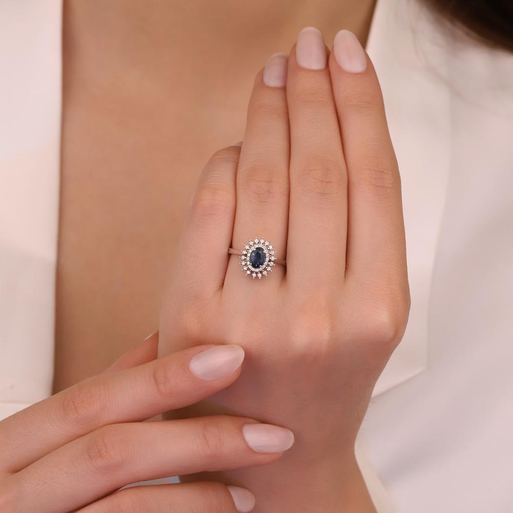 1,07 Karat Lab Pırlanta Oval Royale Safir Yüzük - FP08849