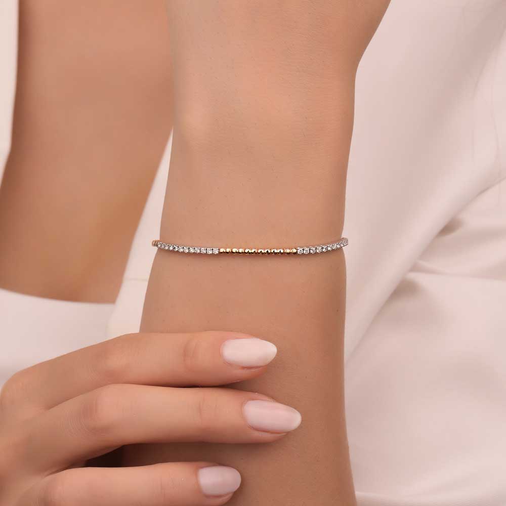 Su Yolu Bileklikler 1.15 Karat Lab Pırlanta Çift Renk Suyolu Bileklik - FP05342