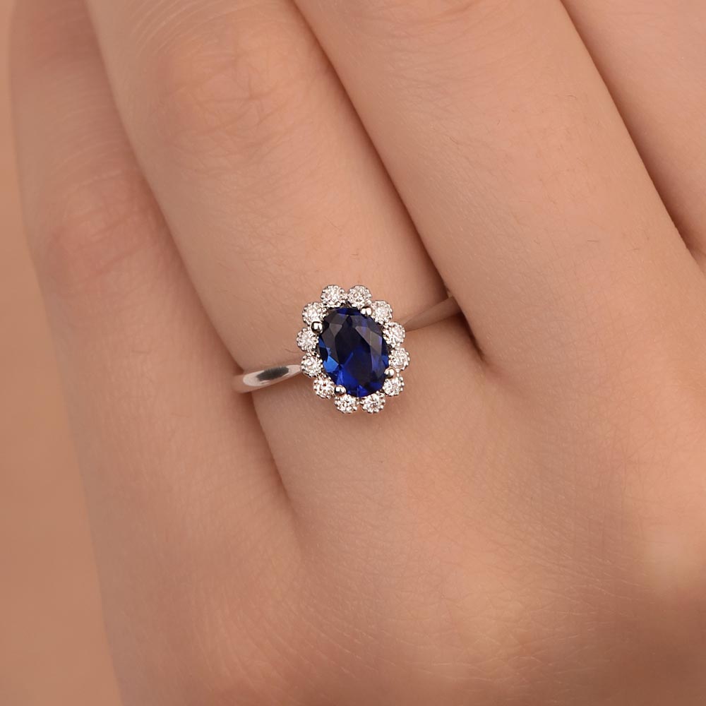 1.17 Karat Lab Pırlanta Oval Royale Safir Yüzük - FP10287