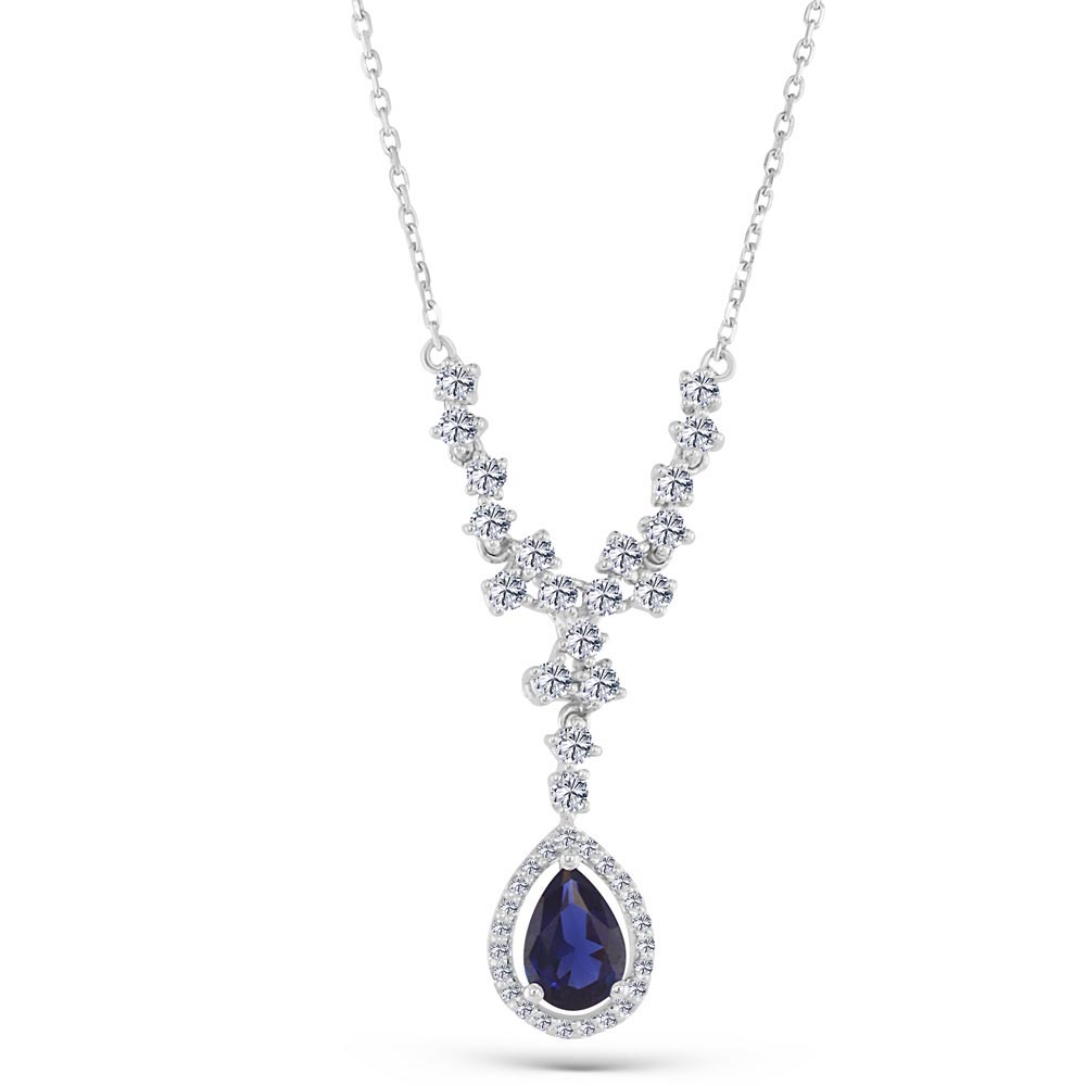 1,20 Karat Lab Pırlanta Damla Safir Kolye - FP03841