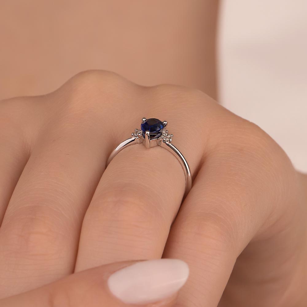 1,26 Karat Lab Pırlanta Damla Royale Safir Yüzük - FP02939