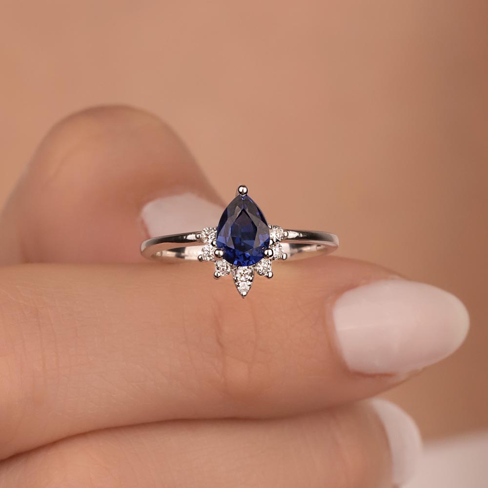 1,26 Karat Lab Pırlanta Damla Royale Safir Yüzük - FP02939
