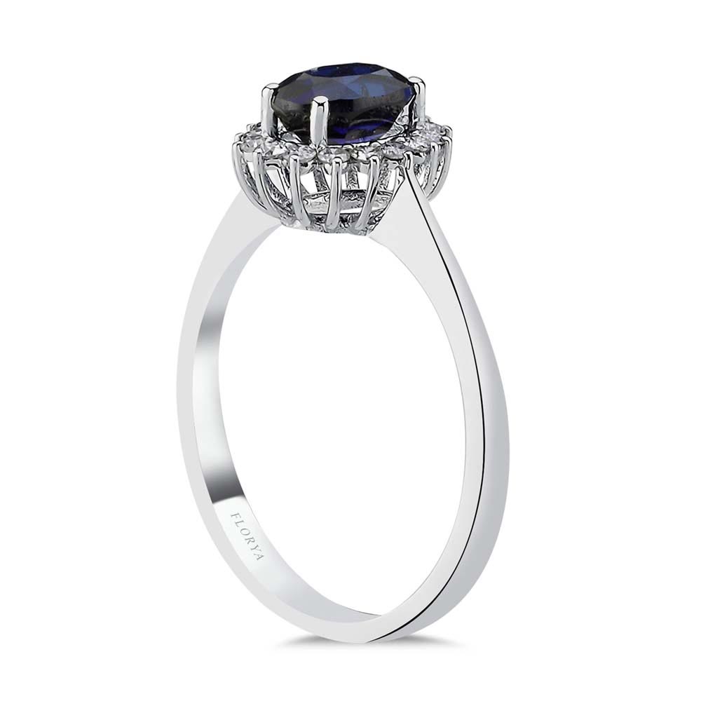 1,30 Karat Lab Pırlanta Oval Royale Safir Yüzük - FP03827