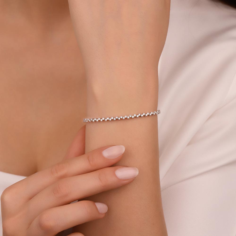 Su Yolu Bileklikler 1,60 Karat Lab Pırlanta Çapraz Su Yolu Bileklik - FP10163