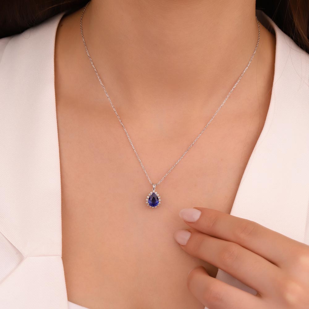1,60 Karat Lab Pırlantalı Safir Taşlı Kolye - FP03884
