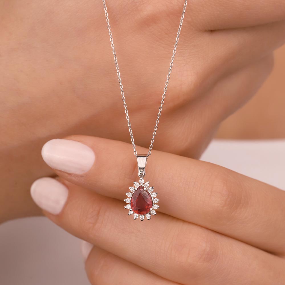 1,75 Karat Lab Pırlanta Yakut Taşlı Kolye - FP01049