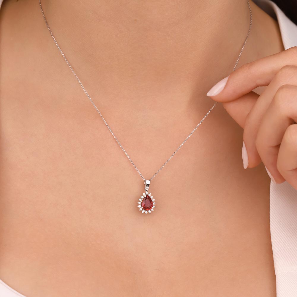 1,75 Karat Lab Pırlanta Yakut Taşlı Kolye - FP01049
