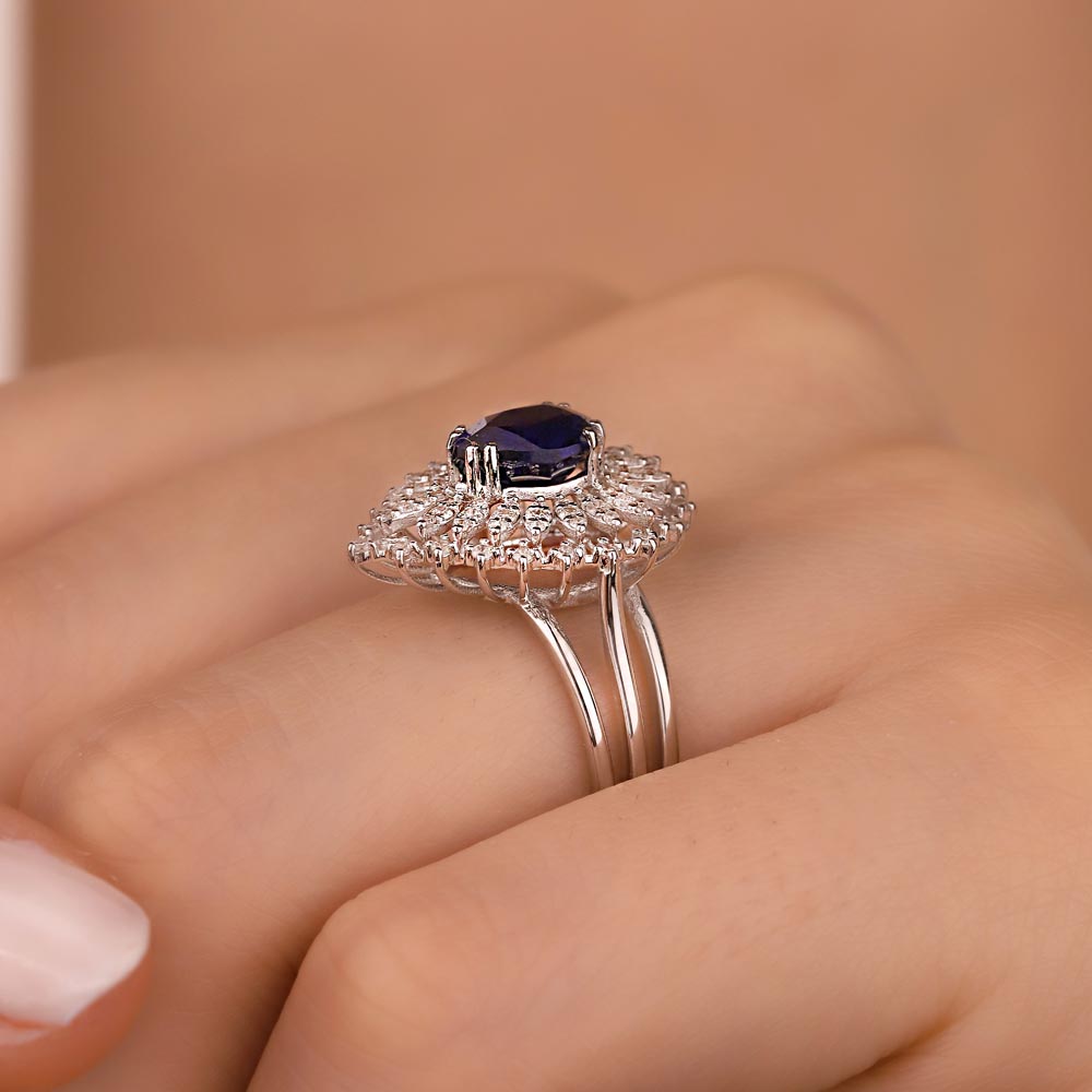 1,93 Karat. Lab Pırlanta Safir Taşlı Yüzük - FP03812
